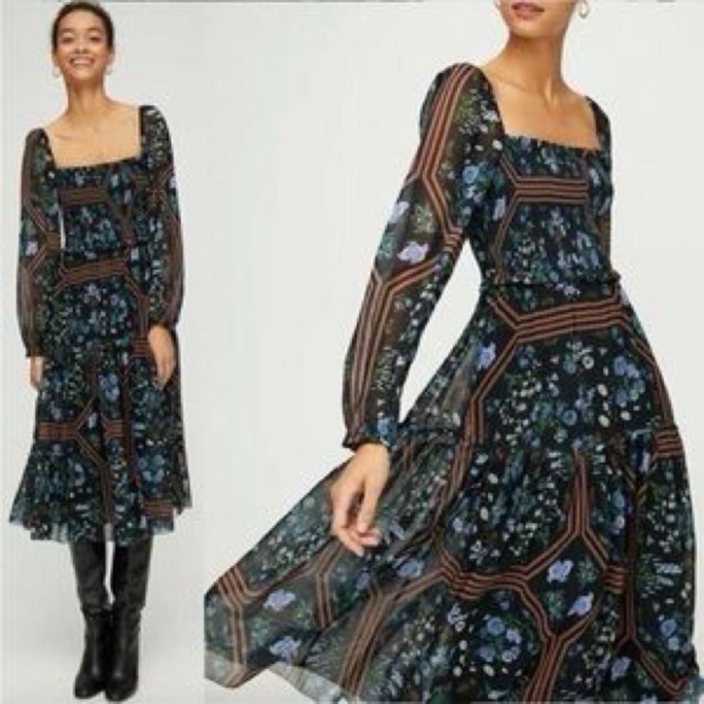 Aritzia Wilfred | Laken floral dress | Size Medium | terazzo black brown